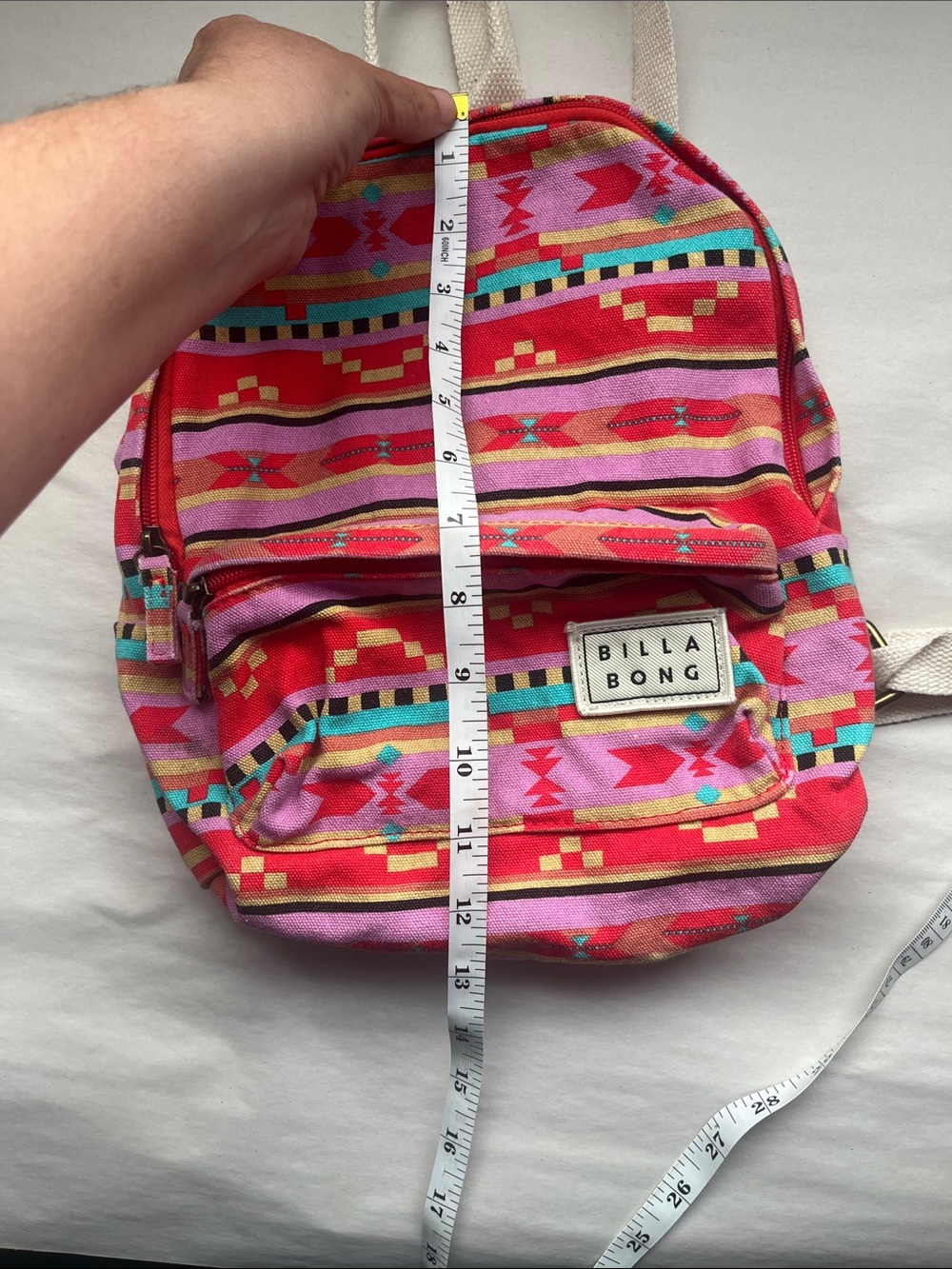 Billabong Pink & Red Aztec Mini Backpack with Cream Straps - Picture 8 of 9